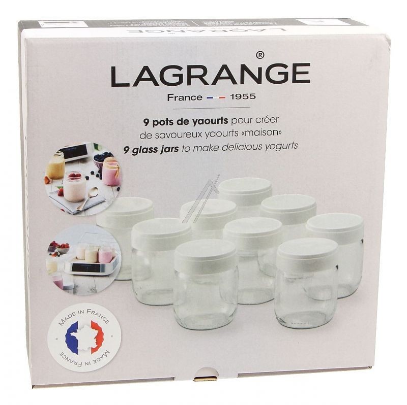 Lot de 9 Pots Yaourtières en verre 18 cl Transparent LAGRANGE - 430301 