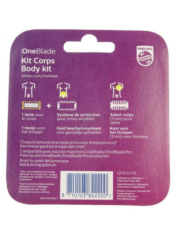 Kit lame de rasage corps Philips OneBlade - Tondeuse à barbe