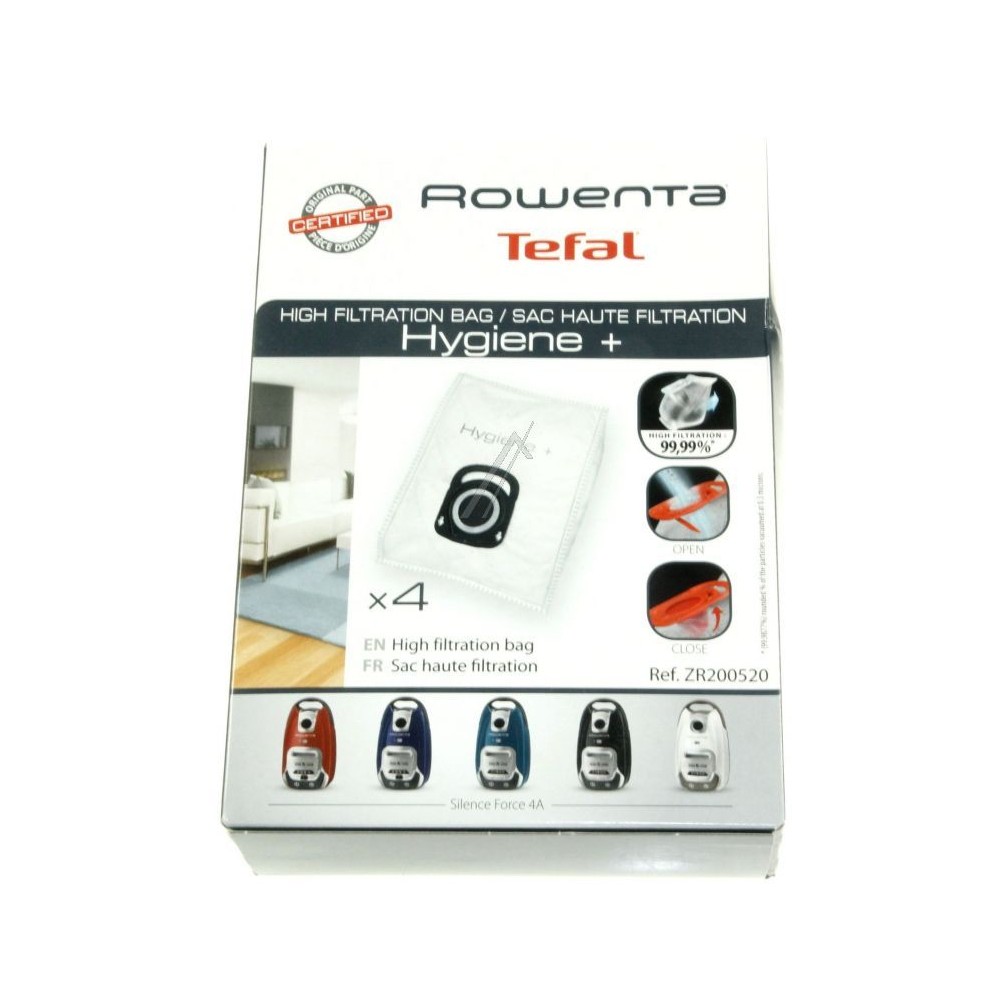 ROWENTA Silence Force Allergy+ Aspirateur avec Sac Silencieux Performant  Capacite XL 4,5L & Lot de 4 Sacs Hygiene+, Compatibl